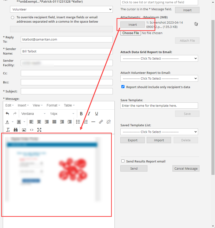 Insert image into an email message