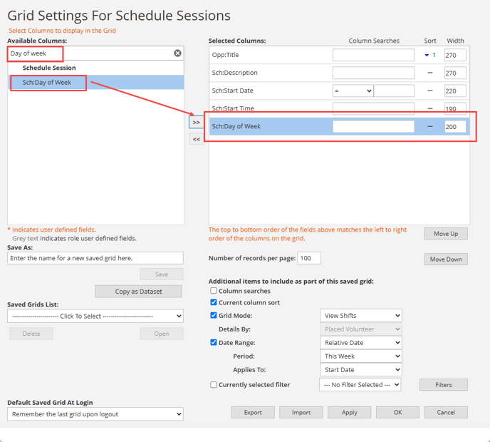 Grid View - Search Day