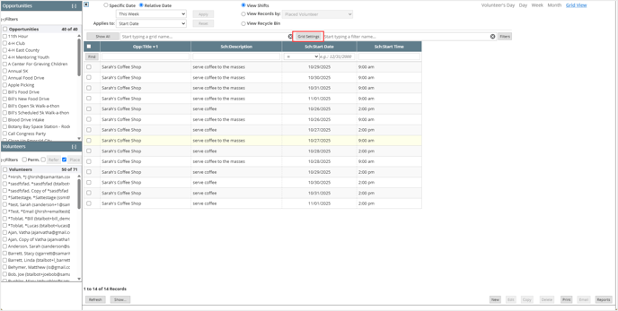 Grid View - Settings