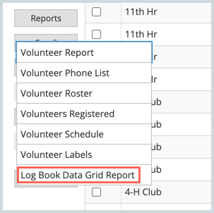 Log Book Date Grid Report