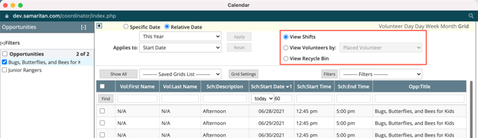 New calendar grid views