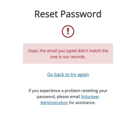 Reset Password oops