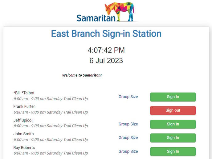 Sign-In Station Login Open Roster